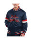 ფოტო #1 პროდუქტის Men's Navy Distressed St. Louis Cardinals Home Game Satin Full-Snap Varsity Jacket