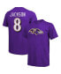 ფოტო #4 პროდუქტის Men's Lamar Jackson Purple Baltimore Ravens Tri-Blend Name and Number T-shirt