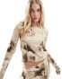 Something New X Art Gallery lettuce edge crop top co-ord in cloud and cupid mix print M - фото #2