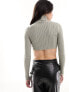 Bershka cropped ribbed jumper in pale khaki