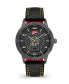 ფოტო #1 პროდუქტის Men's Quartz Black Genuine Leather Watch 44mm