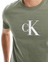 Фото #6 товара Calvin Klein monogram crew neck tee in olive