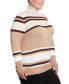 ფოტო #5 პროდუქტის Plus Size Long Sleeve Striped Turtleneck Sweater