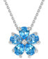 ფოტო #1 პროდუქტის Swiss Blue Topaz (4 ct. t.w.) & Diamond Accent Flower 18" Pendant Necklace in Sterling Silver