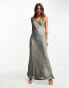 Nobody's Child Petite satin maxi slip dress in silver