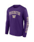 Фото #2 товара Men's Purple Washington Huskies Distressed Arch Over Logo Long Sleeve T-shirt