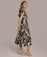 Фото #2 товара Women's Printed V-Neck A-Line Midi Dress