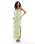 Pretty Lavish asymmetric cami ruffle midaxi dress in pistachio