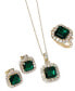 EFFY® Lab Grown Emerald (4-3/4 ct. t.w.) & Lab Grown Diamond (1-7/8 ct. t.w.) Halo 18" Pendant Necklace in 14k Gold