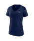 Women's Navy New England Patriots Plus Size Mother's Day #1 Mom V-Neck T-shirt