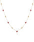 Gold-Tone Rose Glass Stones Long Necklace, 36" + 3" Extender