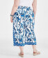 Фото #4 товара Брюки женские Style & Co. Plus Size Льняные принт с капюшоном, с завязками, синие, средняя длина, Macy's.