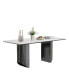 0.47" Thick Sintered Stone Composite Tempered Glass Top Dining Table With Stainless Steel Base