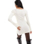 Фото #4 товара ASOS DESIGN knitted scoop neck mini dress with tie detail in white