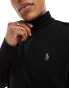 Polo Ralph Lauren icon logo double knit half zip sweatshirt in black