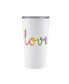 Фото #3 товара Double Wall 2 Pack of 20 oz White Highballs with Metallic "Love" Decal