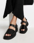 ASRA Exclusive Samba flat sandals with buckle strap in black leather