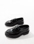 ASOS DESIGN penny loafers in faux black croc with snaffle