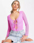 Фото #1 товара ASOS DESIGN cut out bodysuit in pink lace