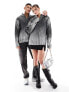 Фото #3 товара COLLUSION Unisex oversized chunky metallic zip-through jumper in silver