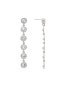 Rhodium Bezel Set Cubic Zirconia Line Drop Earrings