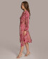 ფოტო #6 პროდუქტის Donna Karan Women's Printed Button-Front Belted Dress