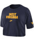 Women's Navy West Virginia Mountaineers Wordmark Cropped T-shirt