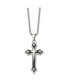 Black IP-plated CZ Cross Pendant Ball Chain Necklace