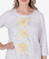 Petite Charleston Striped Floral Embroidered Top