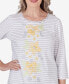 ფოტო #4 პროდუქტის Petite Charleston Striped Floral Embroidered Top