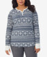 ფოტო #2 პროდუქტის Plus Size Stretch Thermal Henley Top with Thumholes