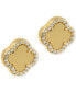 ფოტო #2 პროდუქტის Gold Crystal Halo Matte Center Clover Earrings