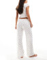 Фото #4 товара Kaiia mix and match pointelle wide leg pyjama bottoms in cream ditsy