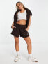 Puma classics cosy club borg shorts in dark chocolate - exclusive to ASOS M - фото #7