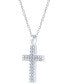 ფოტო #3 პროდუქტის Diamond Double Row Cross 18" Pendant Necklace (1/4 ct. t.w.) in 14k White Gold