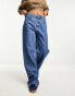 DTT Ivanna hourglass wide leg dad jeans in mid wash blue