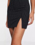 Bershka bandeau pinstripe mini dress in black