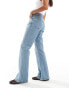 Фото #4 товара ASOS DESIGN Petite mid rise flare jeans in light blue