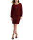 Фото #1 товара Petite Sequined Long-Sleeve Sheath Dress