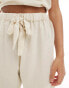 ASOS DESIGN Isabel mix & match linen look beach bermuda short in neutral Бежевый, 38 - фото #5