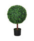 Indoor/Outdoor 23.5 Inch Faux Boxwood Greenery w/ High-Quality Color & Pot