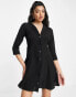 Фото #2 товара ASOS DESIGN collared long sleeve button through mini shirt dress in black