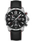 Men's Swiss Chronograph DS Podium Black Leather Strap Watch 44mm