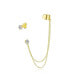 ფოტო #1 პროდუქტის Geometric Cartilage Plain Band With Chain Ear Warp Cuff CZ Stud Ear Lobe Earring For Women Men Yellow Gold Plated.925 Sterling Silver