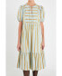ფოტო #1 პროდუქტის Women's Striped Blouson Midi Dress