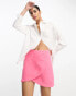 Фото #1 товара ASOS DESIGN wrap mini skirt with linen in pink