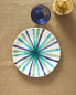 Dessert plate with blue stripes