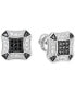 ფოტო #2 პროდუქტის Men's Black and White Diamond Cluster Stud Earrings (1/4 ct. t.w.) in Sterling Silver