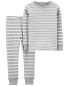 Kid 2-Piece Striped Snug Fit Cotton Pajamas 4