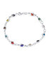 ფოტო #1 პროდუქტის Turkish Thin Delicate Colorful Multicolor Spiritual Protection Amulet Strand Link Multi Charm Evil Eye Bracelet For Women Sterling Silver 7.5 Inch